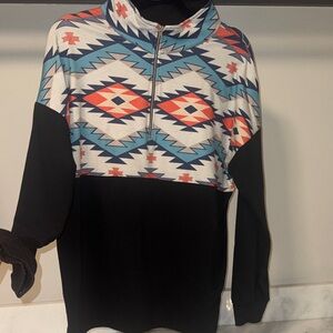 Geometric Patterned Half-Zip Sweater